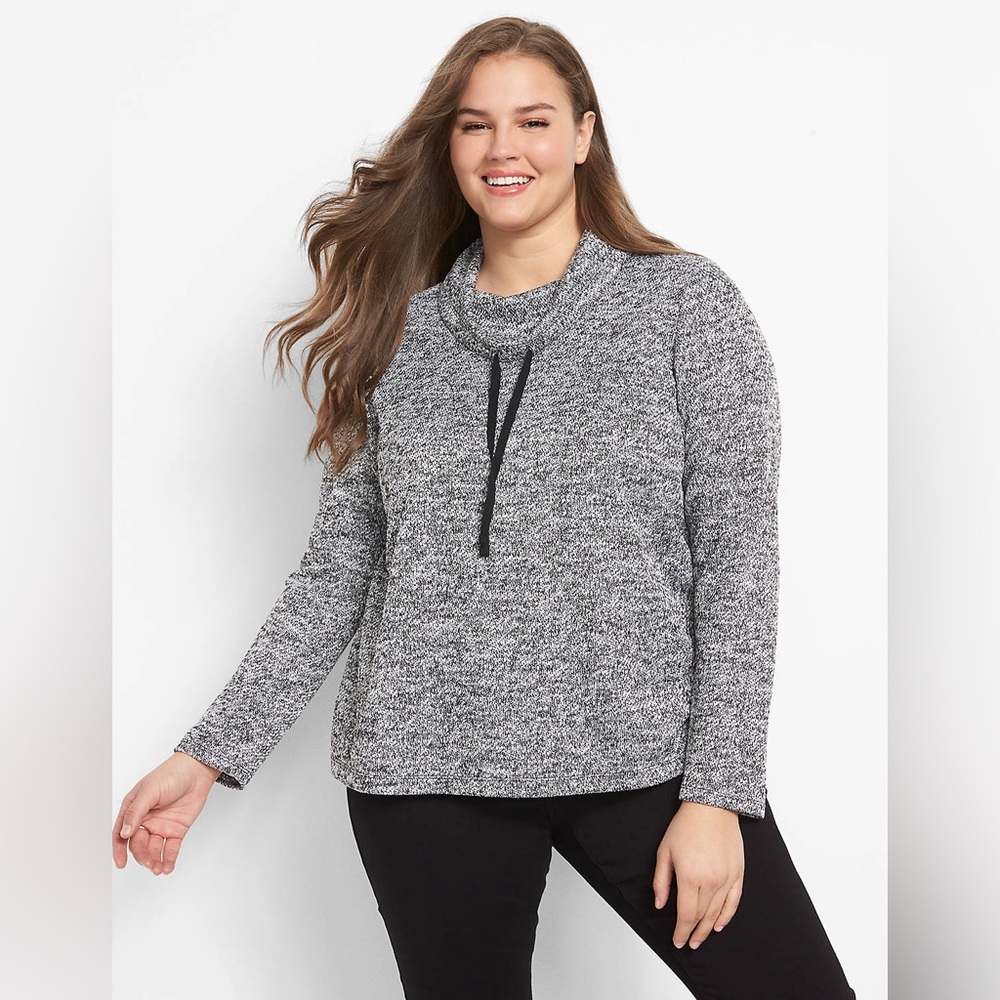 Lane Bryant Sweatshirt cowl neck boucle black white 18/20 Size NWT